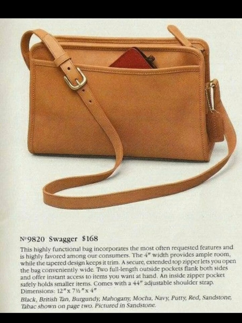 Vintage Coach NYC British Tan Swagger Shoulder Bag